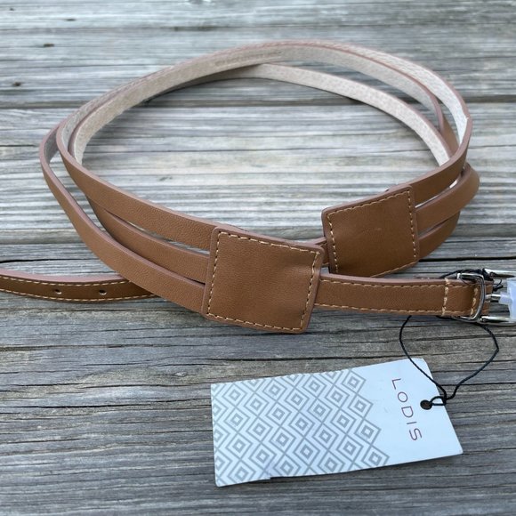 LODIS Belt Leather Brown 3 strand Women Waistband - Picture 2 of 10